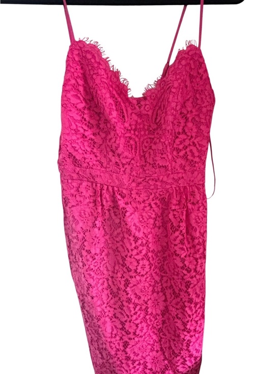 J. Crew Dresses & Skirts - J. Crew Hot Pink Lace Slip Dress with Scalloped V-Neck